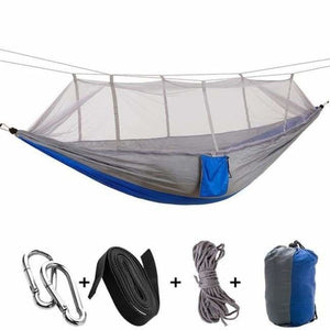 $39 Bushcraft Hammock Tent With Mosquito Net + FREE PILLOW - Blue & Gray - Travel
