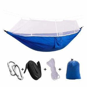 $39 Bushcraft Hammock Tent With Mosquito Net + FREE PILLOW - Blue & White - Travel