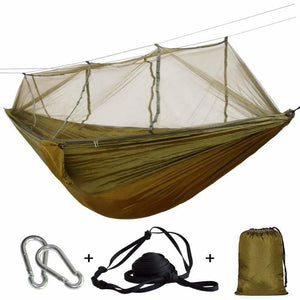 $39 Bushcraft Hammock Tent With Mosquito Net + FREE PILLOW - Camel & Green - Travel