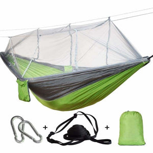 $39 Bushcraft Hammock Tent With Mosquito Net + FREE PILLOW - Green & Gray - Travel