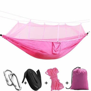 $39 Bushcraft Hammock Tent With Mosquito Net + FREE PILLOW - Hot Pink - Travel