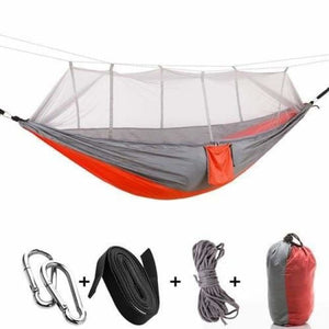 $39 Bushcraft Hammock Tent With Mosquito Net + FREE PILLOW - Orange & Gray - Travel
