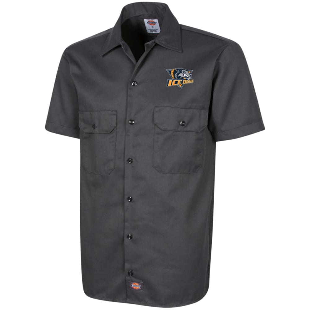 Embroidered Dickies Mens Short Sleeve Workshirt - Charcoal / S - Ice Dogs