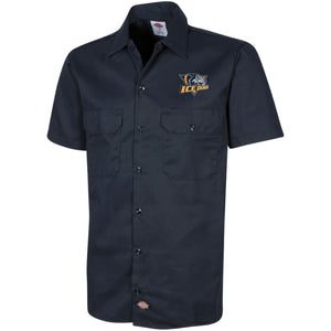 Embroidered Dickies Mens Short Sleeve Workshirt - Dark Navy / S - Ice Dogs