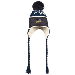 Embroidered Holloway Hat with Ear Flaps and Braids - Navy / One Size - Hats