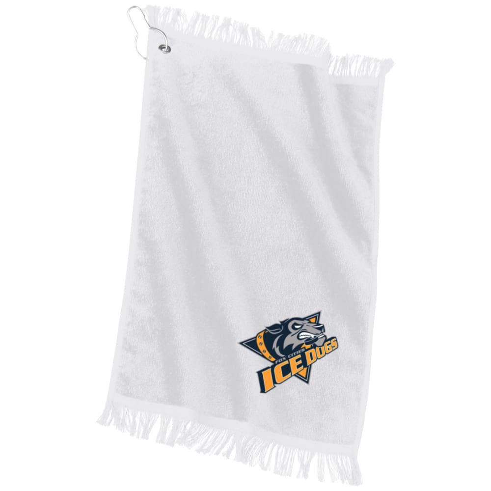 Embroidered Port & Co. Grommeted Finger Tip Towel - White / One Size - Ice Dogs