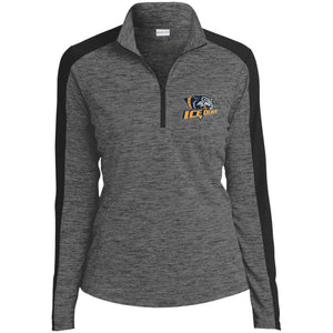 Embroidered Sport-Tek Ladies Electric Heather Colorblock 1/4-Zip Pullover - Grey-Black Electric/Black / X-Small - Sweatshirts