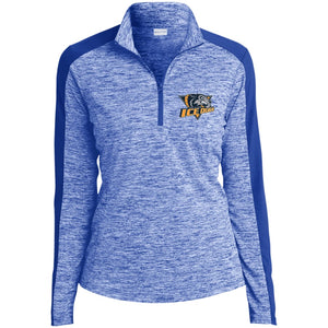Embroidered Sport-Tek Ladies Electric Heather Colorblock 1/4-Zip Pullover - True Royal Electric/True Royal / X-Small - Sweatshirts