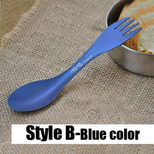 Titanium Spoon/Fork | Ultralight - styleB-Blue color - cooking