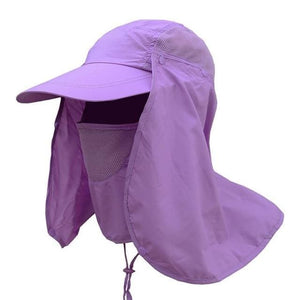 Visor Hat With Face Neck Cover - Purple / L - Travel